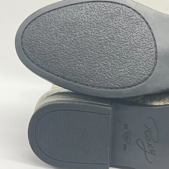 Roxy Womens Size 7 Black And Tan Floral Faux Vegan Leather Ankle Boots Shoes - Picture 10 of 15